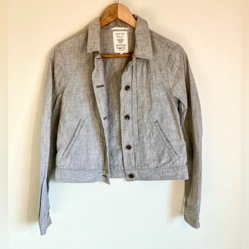 Rag and Bone Beautiful Light Wash Gray Denim Jacket   (4)